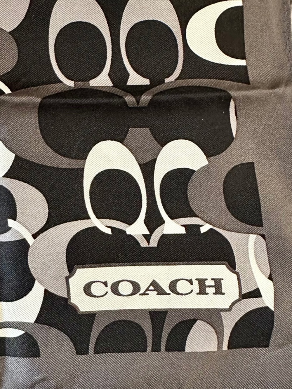 Coach Signature C Square Scarf in black/grey